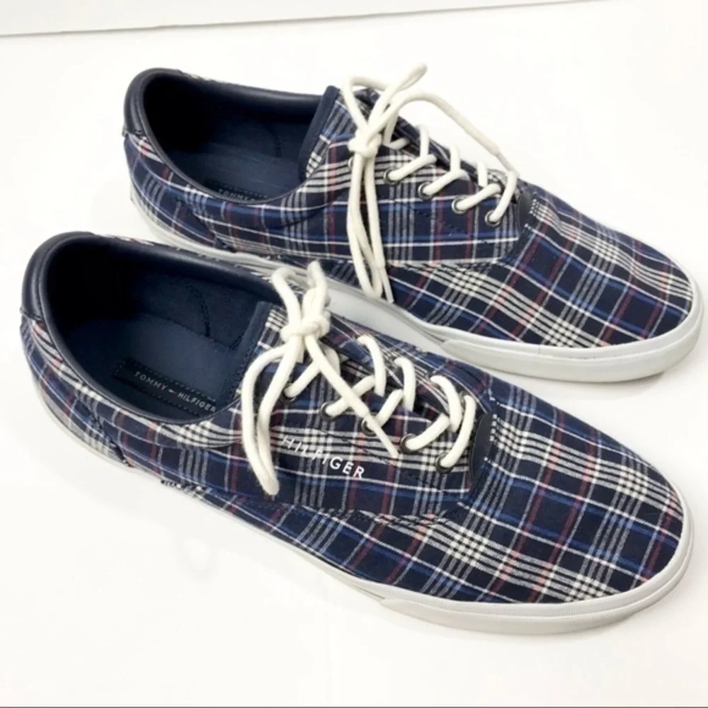 Tommy Hilfiger blue plaid Checkered Canvas shoes men’s size 12